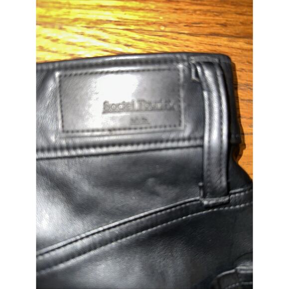 Social Tourist Feux Leather Pants Black Waist 24 Size 0R Ultra High Rise Baggy - Picture 14 of 14